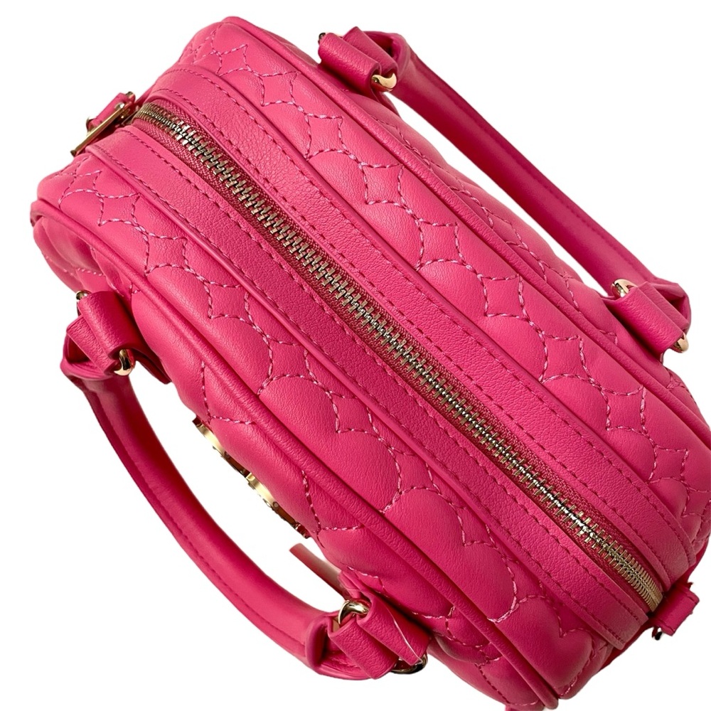 Juicy Couture Dome Satchel Pink Heart Quilted Purse Handbag Crossbody Bag NWT - Picture 7 of 10